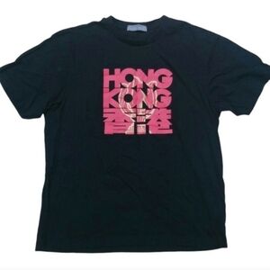 Giordano Hong Kong graphic black tee shirt red lettering L